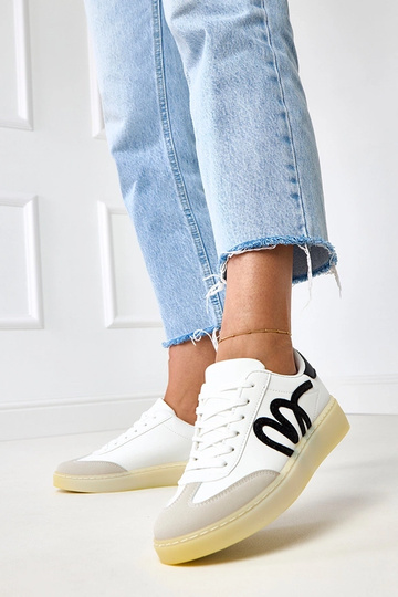 Zapatillas deportivas blancas con plataforma y motivo negro Izabell 2