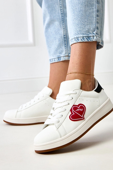 Zapatillas deportivas blancas con plataforma y corazones rojos Tela