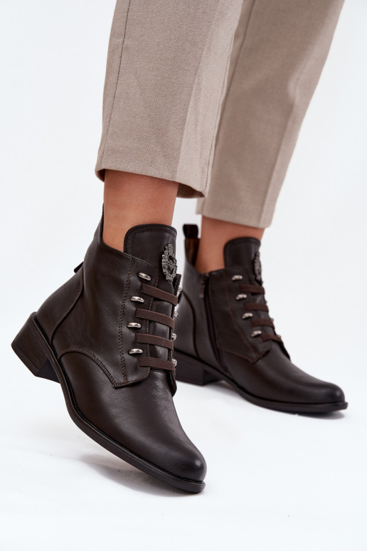 Bajo Botas calentamiento Al castillo con adornos color marrón Nevalia