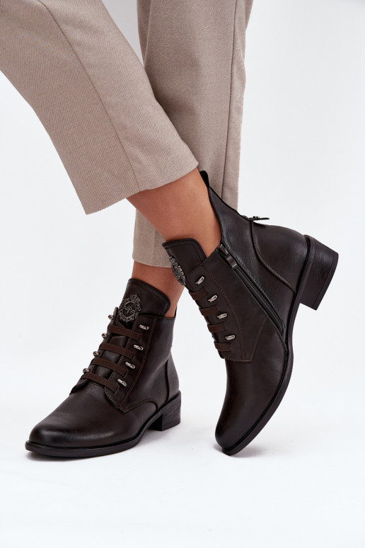 Bajo Botas calentamiento Al castillo con adornos color marrón Nevalia