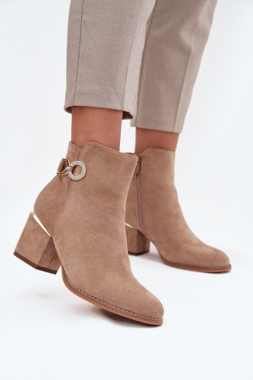 calentamiento Botas de mujer Ze color doradomi Detalami con tacones beige Dorisse