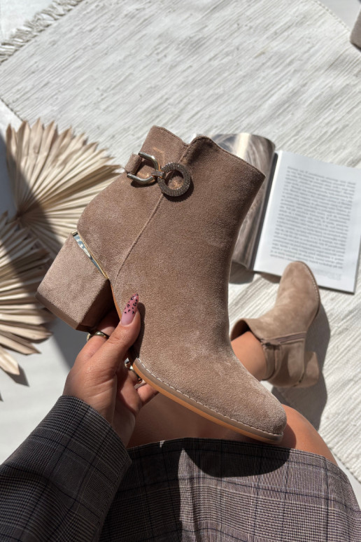 calentamiento Botas de mujer Ze color doradomi Detalami con tacones beige Dorisse