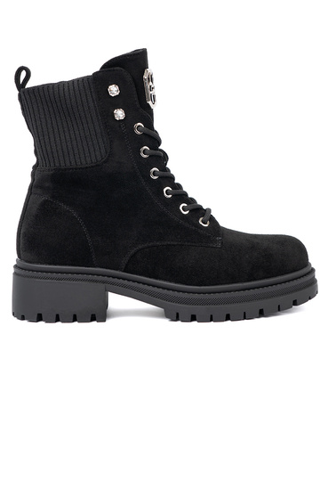 Estilo elegante de color negro botas altas de montar z błyszczącymi kryształkami 2
