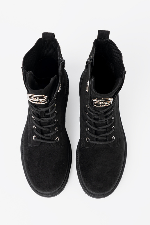 Estilo elegante de color negro botas altas de montar z błyszczącymi kryształkami