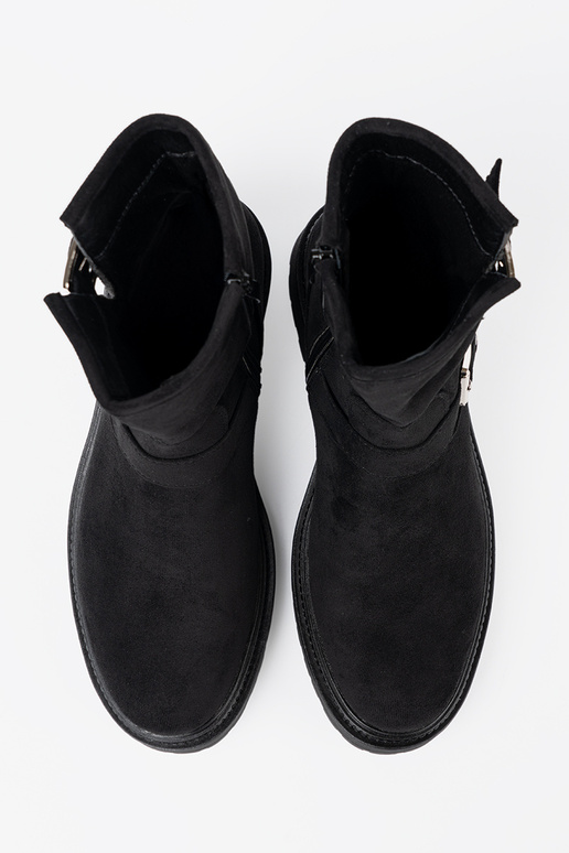 NoAoczesne de color negro zapatos ze platami klamrami