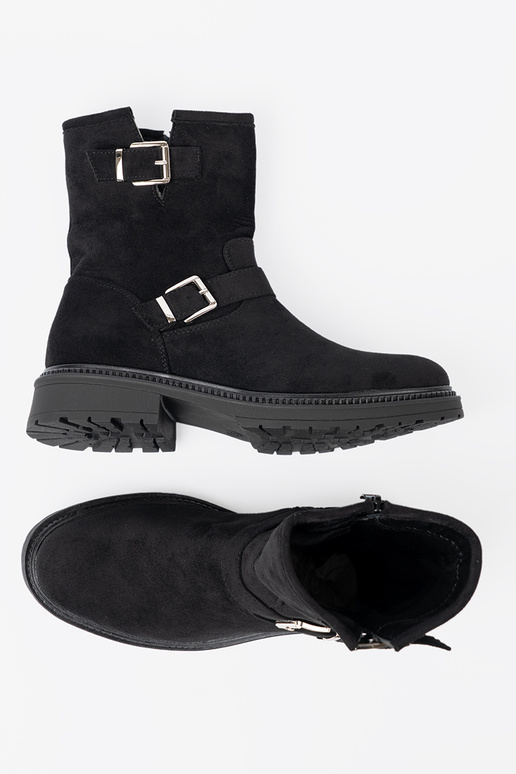 NoAoczesne de color negro zapatos ze platami klamrami