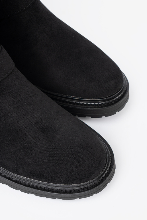 NoAoczesne de color negro zapatos ze platami klamrami