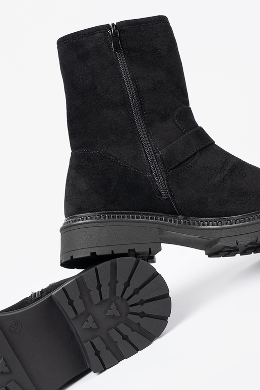 NoAoczesne de color negro zapatos ze platami klamrami