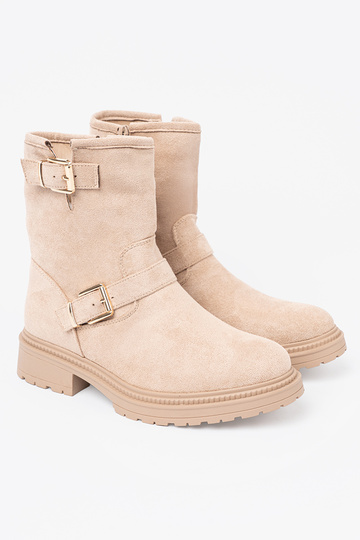 Elegante jsnobeige zapatos con hebillas decorativas