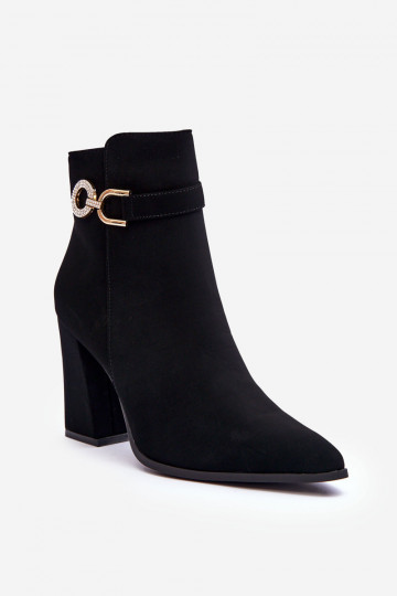 Piel Botas con tacones con adornos de color negro Lymall