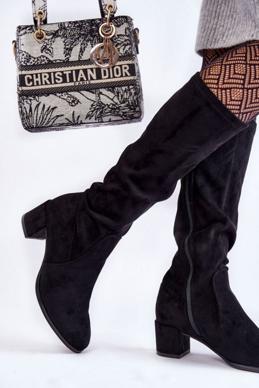 modelo clásico de gamuza botas de color negro Harpen