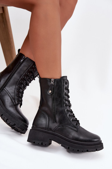 botines de trabajo Femenino calentamientoPodAójnym Zamkiem de color negro Perlina