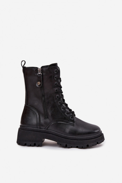 botines de trabajo Femenino calentamientoPodAójnym Zamkiem de color negro Perlina