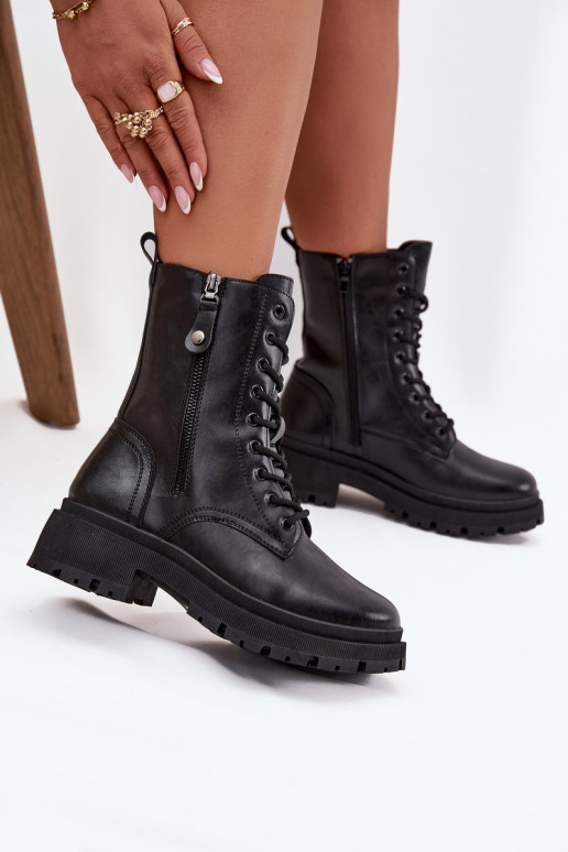 botines de trabajo Femenino calentamientoPodAójnym Zamkiem de color negro Perlina