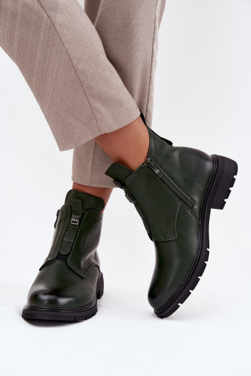 calentamiento Botas de mujer Al castillo Con decoraciones Detalem de color caqui Roselle 2