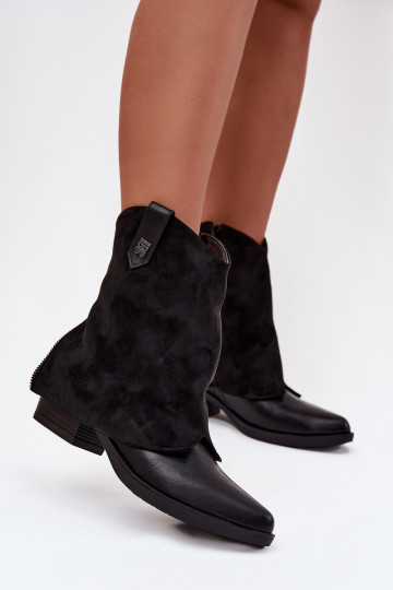 Botines cálidos de estilo cowboy con tacones en color negro Sylvette 2