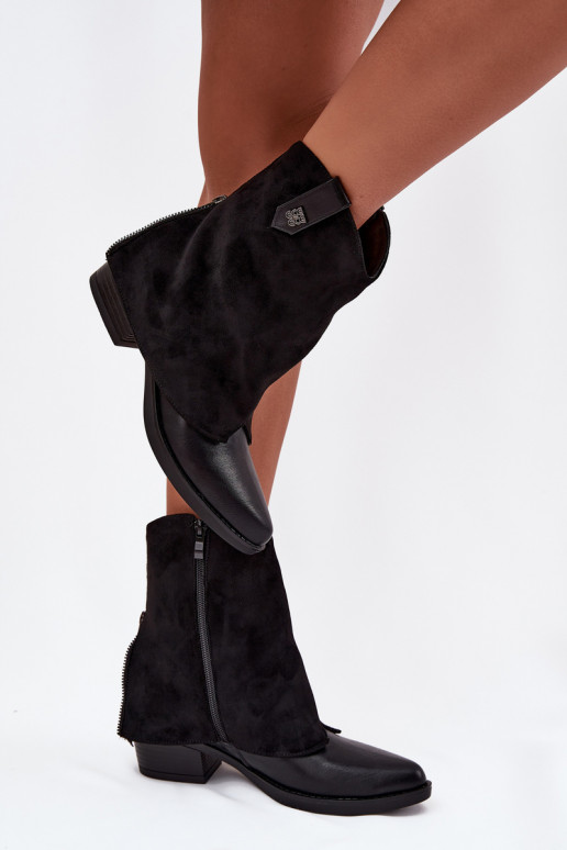 calentamiento botas estilo vaquero con tacones de color negro Sylvette