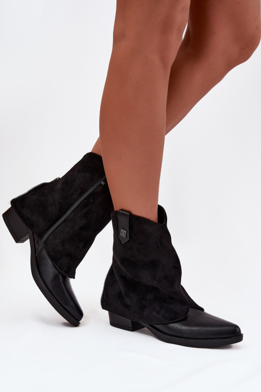 calentamiento botas estilo vaquero con tacones de color negro Sylvette