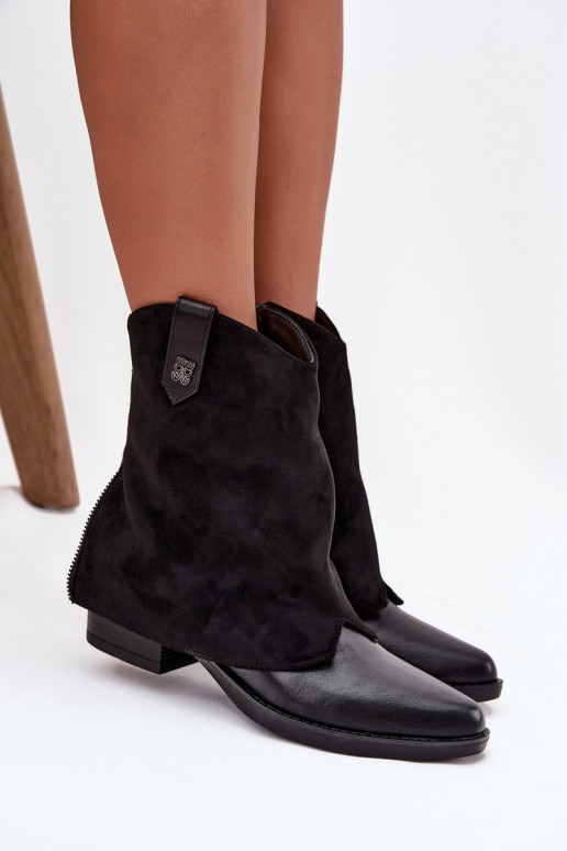 calentamiento botas estilo vaquero con tacones de color negro Sylvette