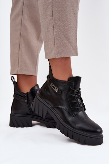 Bajo calentamiento Botas de mujer reloj con tacones decorados de color negro Therisse