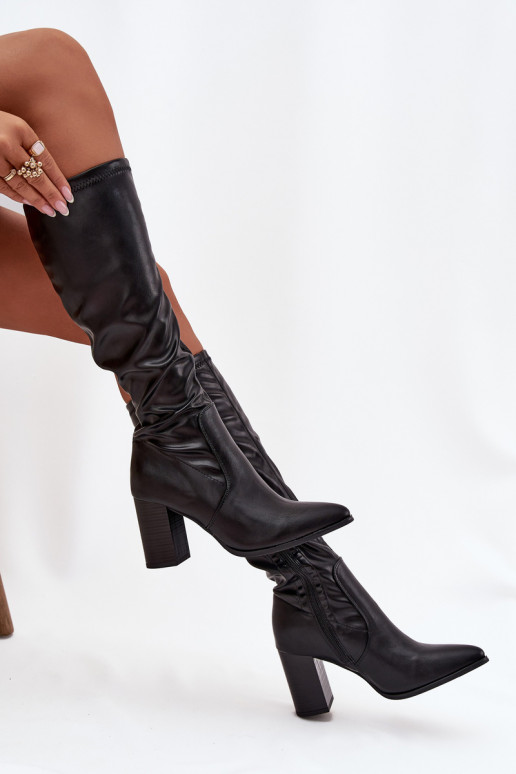 botas de mujer con tacones Vinceza 16511 de color negro