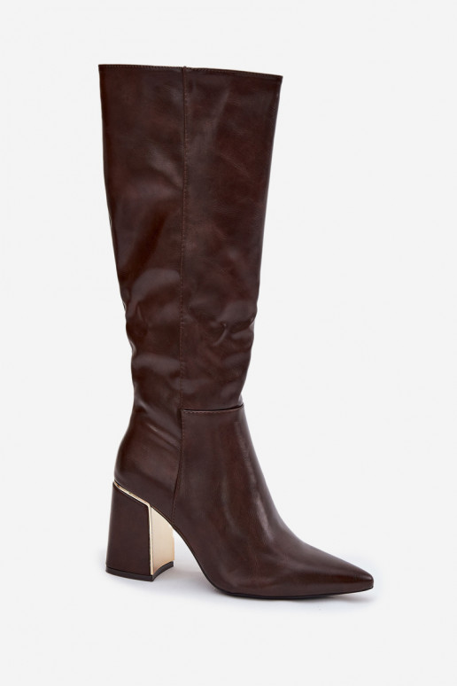 botas de mujer con tacones Ze color doradom Elemento CzekoladoAe Alessine