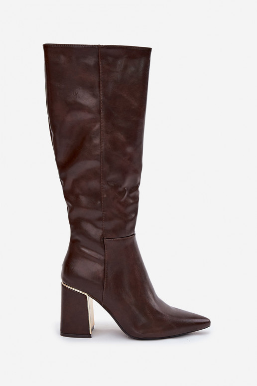 botas de mujer con tacones Ze color doradom Elemento CzekoladoAe Alessine