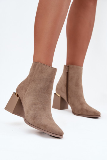 calentamiento Botas de mujerde gamuza ecológicau beige Brivelle 2