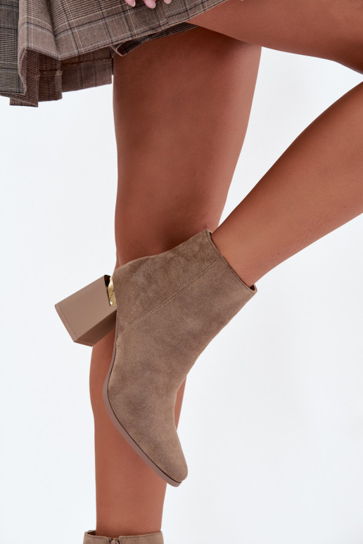 calentamiento Botas de mujerde gamuza ecológicau beige Brivelle