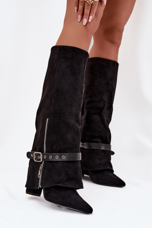 botas de mujer Un modelo convincente con tacones con tacones decorados de color negro Jolivine botas de mujer Un modelo convincente con tacones con tacones decorados de color negro Jolivine