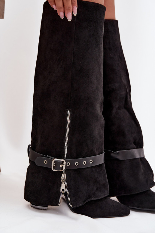 botas de mujer Un modelo convincente con tacones con tacones decorados de color negro Jolivine botas de mujer Un modelo convincente con tacones con tacones decorados de color negro Jolivine