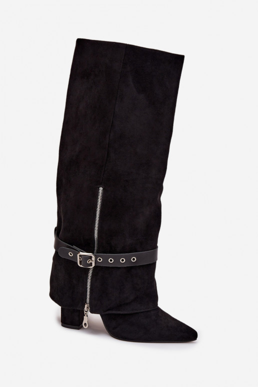 botas de mujer Un modelo convincente con tacones con tacones decorados de color negro Jolivine botas de mujer Un modelo convincente con tacones con tacones decorados de color negro Jolivine