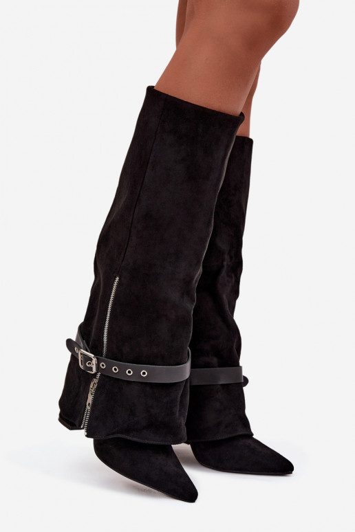 botas de mujer Un modelo convincente con tacones con tacones decorados de color negro Jolivine botas de mujer Un modelo convincente con tacones con tacones decorados de color negro Jolivine
