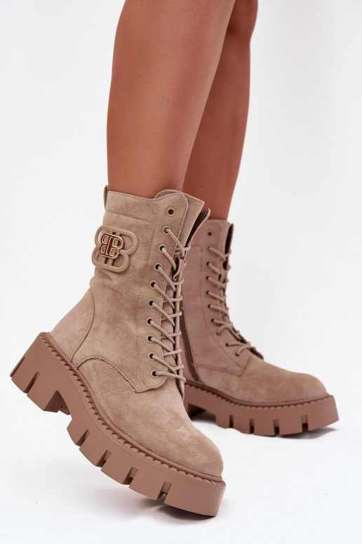 calentamiento Botas ENokrery Femenino con adornos beige Melisse