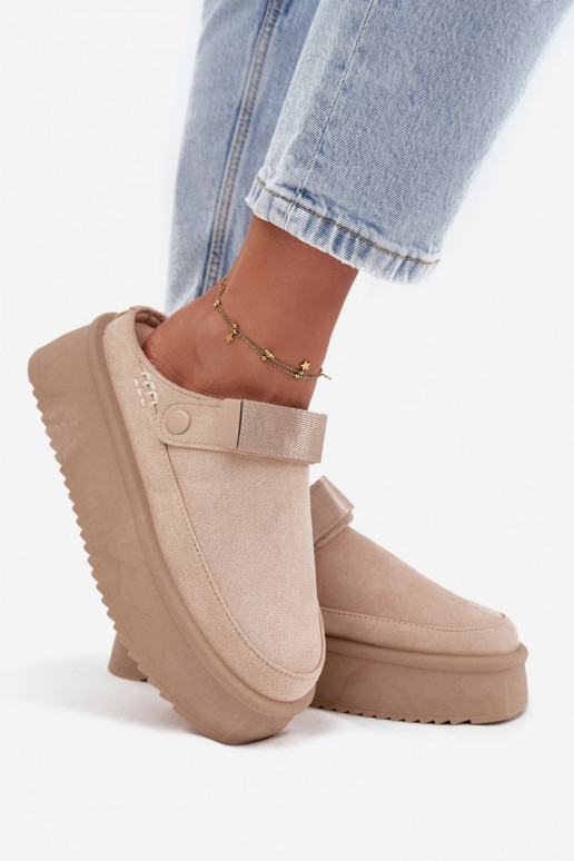 Botas de nieve Femenino con una plataformacon cierre adhesivoem color marfil Jorielle