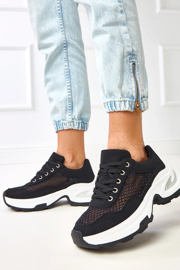 Zapatillas deportivas negras con plataforma y circonitas "Inga"
