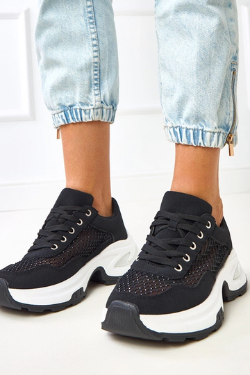 Zapatillas deportivas negras con plataforma y circonitas "Inga" 2
