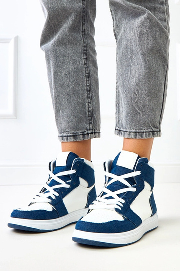 Zapatillas deportivas altas sobre el tobillo con motivo de denim oscuro "Kasna"