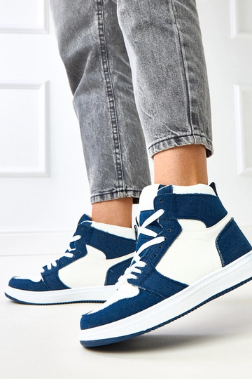 Zapatillas deportivas altas sobre el tobillo con motivo de denim oscuro "Kasna" 2