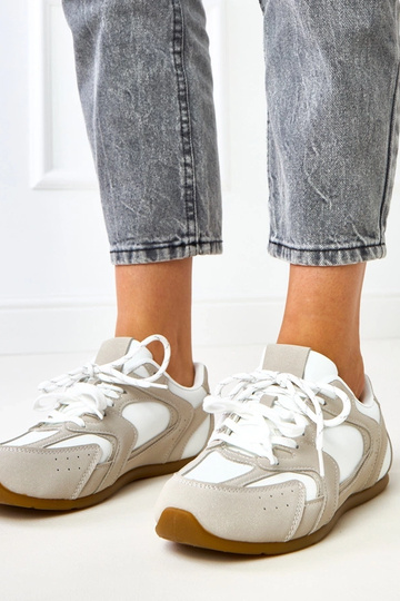 Zapatillas deportivas blanco-beige con doble cordón Casey