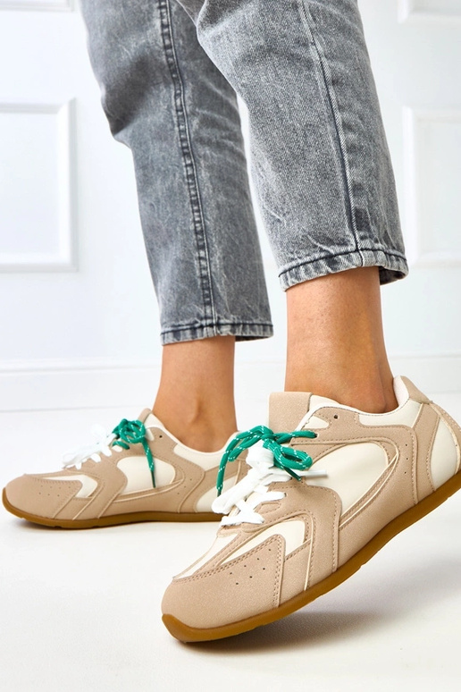 Zapatillas deportivas color arena con... Zapatillas deportivas color arena con...