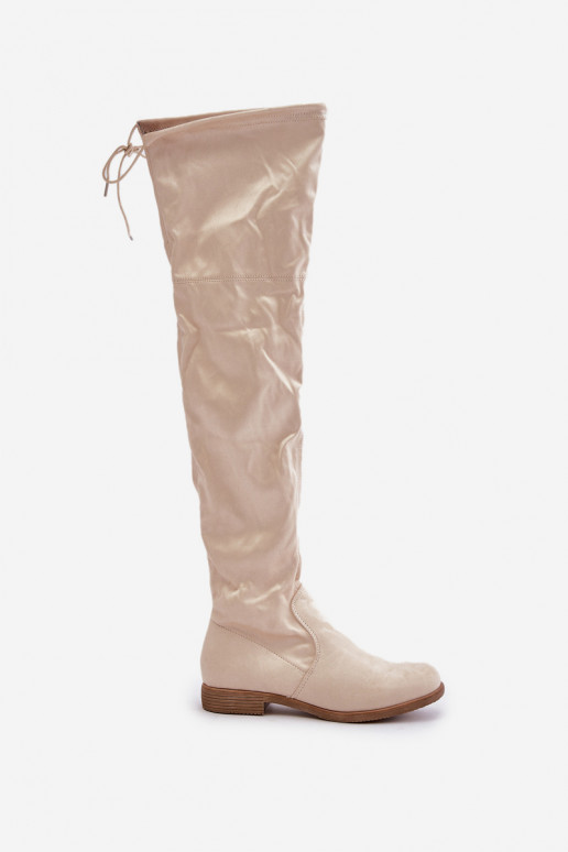 botas con tacones anchos por encima de la rodillade gamuza ecológicau beige Linnithia botas con tacones anchos por encima de la rodillade gamuza ecológicau beige Linnithia