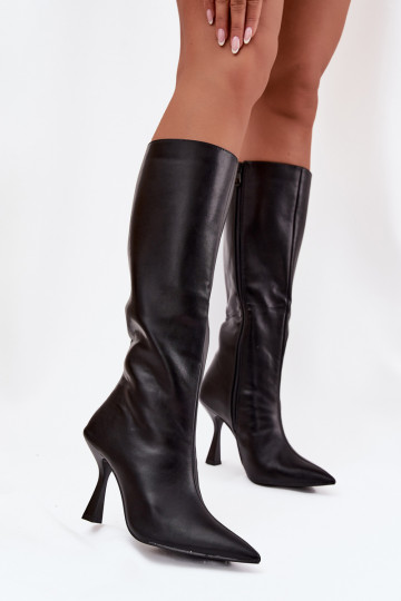 Botas altas de mujer negras con tacones delgados hasta la rodilla Vionette 2