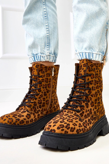 Botines marrones con estampado de leopardo, Espe