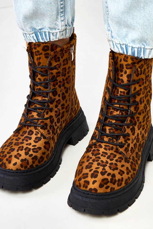 Botines marrones con estampado de...