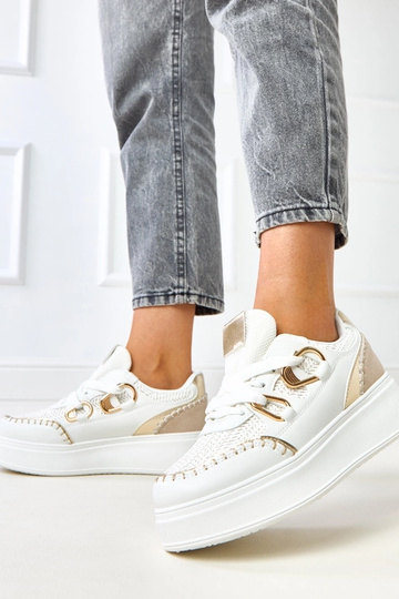 Zapatillas blancas con plataforma y costura pintada Lina