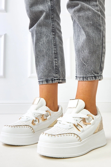 Zapatillas blancas con plataforma y costura pintada Lina 2