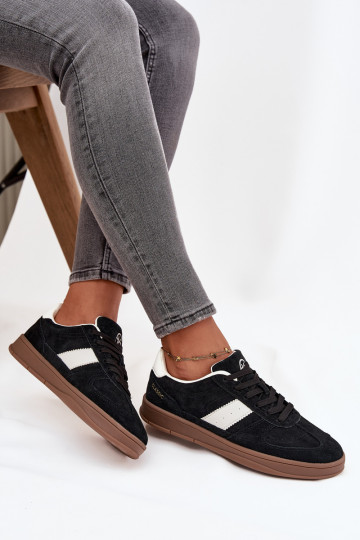 Zapatos deportivos de mujer de gamuza negra Vinceza 14029