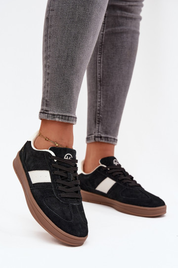 Zapatos deportivos de mujer de gamuza negra Vinceza 14029 2
