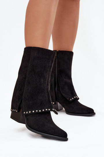 botas largas cálidas con chuleta cosida Vinceza 16516 color negro 2
